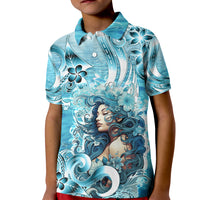 Hawaii Namaka Goddess Of The Sea Kid Polo Shirt Polynesian Style LT05 Kid Turquoise - Polynesian Pride