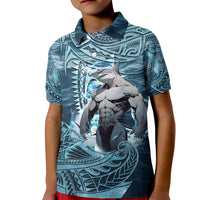 Hawaiian Shark God Kamohoalii Kid Polo Shirt Polynesian Style LT05 Kid Blue - Polynesian Pride