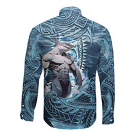 Hawaiian Shark God Kamohoalii Long Sleeve Button Shirt Polynesian Style LT05 - Polynesian Pride