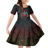 Hawaiian Demigod Maui Kid Short Sleeve Dress Polynesian Mythology LT05 KID Black - Polynesian Pride