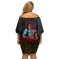 Hawaiian Demigod Maui Off Shoulder Short Dress Polynesian Mythology LT05 - Polynesian Pride