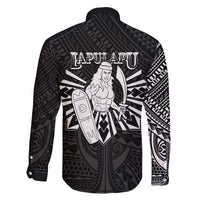 Philippines Tribal Family Matching Mermaid Dress and Hawaiian Shirt King Lapu Lapu Black Version