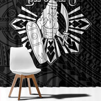 Philippines Tribal Window Curtain King Lapu Lapu Black Version LT05 - Polynesian Pride