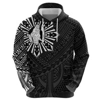 Philippines Tribal Zip Hoodie King Lapu Lapu Black Version