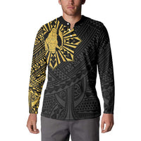 Philippines Tribal Button Sweatshirt King Lapu Lapu Gold Version