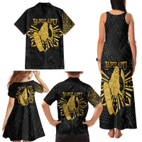Philippines Tribal Family Matching Tank Maxi Dress and Hawaiian Shirt King Lapu Lapu Gold Version