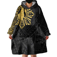 Philippines Tribal Wearable Blanket Hoodie King Lapu Lapu Gold Version
