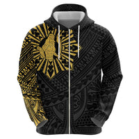 Philippines Tribal Zip Hoodie King Lapu Lapu Gold Version