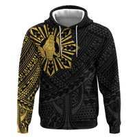 Philippines Tribal Zip Hoodie King Lapu Lapu Gold Version