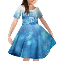 Mother's Love Is Deeper Than Ocean Family Matching Puletasi and Hawaiian Shirt Polynesian Style LT05 Daughter's Dress Blue - Polynesian Pride
