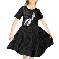 Personalised New Zealand Chur Bro Kid Short Sleeve Dress Maori Koru With Silver Fern LT05 - Polynesian Pride