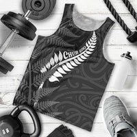 Personalised New Zealand Chur Bro Men Tank Top Maori Koru With Silver Fern