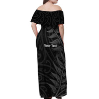 Personalised New Zealand Chur Bro Off Shoulder Maxi Dress Maori Koru With Silver Fern LT05 - Polynesian Pride