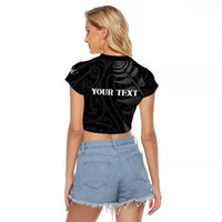 Personalised New Zealand Chur Bro Raglan Cropped T Shirt Maori Koru With Silver Fern LT05 - Polynesian Pride