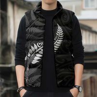 Personalised New Zealand Chur Bro Sleeveless Puffer Jacket Maori Koru With Silver Fern