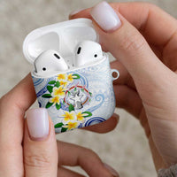 Northern Mariana Islands Chamorro AirPods Case Plumeria Curves Style White Version