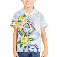 Northern Mariana Islands Chamorro Family Matching Mermaid Dress and Hawaiian Shirt Plumeria Curves Style White Version