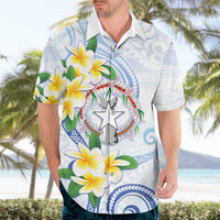 Northern Mariana Islands Chamorro Hawaiian Shirt Plumeria Curves Style White Version