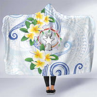 Northern Mariana Islands Chamorro Hooded Blanket Plumeria Curves Style White Version