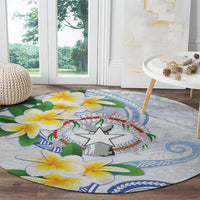 Northern Mariana Islands Chamorro Round Carpet Plumeria Curves Style White Version
