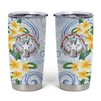 Northern Mariana Islands Chamorro Tumbler Cup Plumeria Curves Style White Version