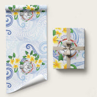Northern Mariana Islands Chamorro Wrapping Paper Plumeria Curves Style White Version