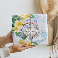 Northern Mariana Islands Chamorro Wrapping Paper Plumeria Curves Style White Version