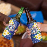 Northern Mariana Islands Chamorro 4 in 1 Can Cooler Tumbler Plumeria Curves Style Navy Version