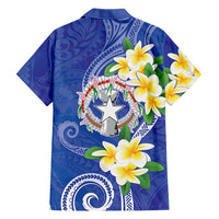 Northern Mariana Islands Chamorro Family Matching Mermaid Dress and Hawaiian Shirt Plumeria Curves Style Navy Version LT05 - Polynesian Pride