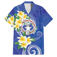 Northern Mariana Islands Chamorro Family Matching Summer Maxi Dress and Hawaiian Shirt Plumeria Curves Style Navy Version