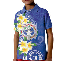 Northern Mariana Islands Chamorro Kid Polo Shirt Plumeria Curves Style Navy Version