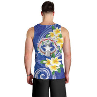 Northern Mariana Islands Chamorro Men Tank Top Plumeria Curves Style Navy Version