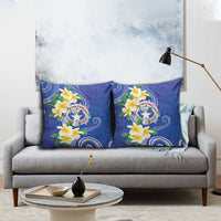 Northern Mariana Islands Chamorro Pillow Cover Plumeria Curves Style Navy Version