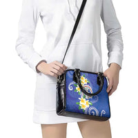 Northern Mariana Islands Chamorro Shoulder Handbag Plumeria Curves Style Navy Version