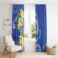 Northern Mariana Islands Chamorro Window Curtain Plumeria Curves Style Navy Version