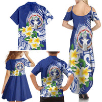 Northern Mariana Islands Family Matching Summer Maxi Dress and Hawaiian Shirt Polynesian Pattern With Frangipani LT05 - Polynesian Pride
