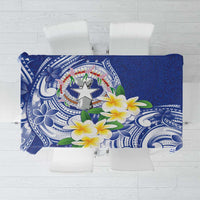 Northern Mariana Islands Tablecloth Polynesian Pattern With Frangipani LT05 Navy - Polynesian Pride