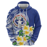 Northern Mariana Islands Zip Hoodie Polynesian Pattern With Frangipani LT05 - Polynesian Pride