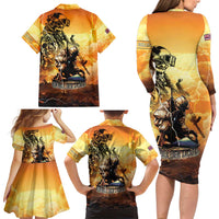 Hawaii Memorial Day Family Matching Long Sleeve Bodycon Dress and Hawaiian Shirt Remember Their Sacrifice LT05 - Polynesian Pride