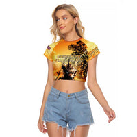 Hawaii Memorial Day Raglan Cropped T Shirt Remember Their Sacrifice LT05 Female Yellow - Polynesian Pride