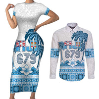 Fiji 679 Constitution Day Couples Matching Short Sleeve Bodycon Dress and Long Sleeve Button Shirt Fijian Tapa Pattern