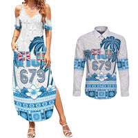 Fiji 679 Constitution Day Couples Matching Summer Maxi Dress and Long Sleeve Button Shirt Fijian Tapa Pattern