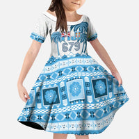 Fiji 679 Constitution Day Kid Short Sleeve Dress Fijian Tapa Pattern