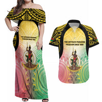 Vanuatu Independence Day Couples Matching Off Shoulder Maxi Dress and Hawaiian Shirt The Untouched Paradise