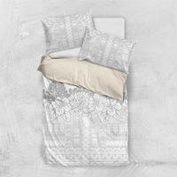 Samoa Lotu Tamaiti Bedding Set White Sunday Polynesian Pattern With Tropical Flowers