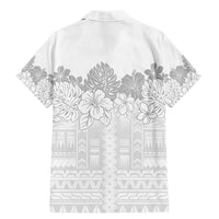 Samoa Lotu Tamaiti Family Matching Mermaid Dress and Hawaiian Shirt White Sunday Polynesian Pattern With Tropical Flowers