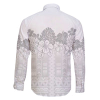 Samoa Lotu Tamaiti Family Matching Off The Shoulder Long Sleeve Dress and Hawaiian Shirt White Sunday Polynesian Pattern With Tropical Flowers