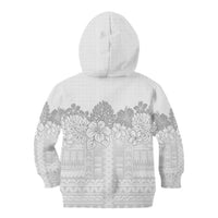 Samoa Lotu Tamaiti Kid Hoodie White Sunday Polynesian Pattern With Tropical Flowers