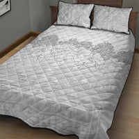 Samoa Lotu Tamaiti Quilt Bed Set White Sunday Polynesian Pattern With Tropical Flowers