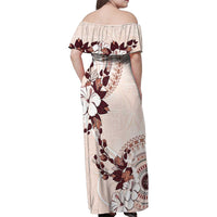 Bula Fiji Language Week Family Matching Off Shoulder Maxi Dress and Hawaiian Shirt Fijian Tapa Pattern With Tagimoucia Flower